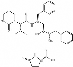 N-(4-Amino-1-benzyl-3-hydroxy-5-phenyl-pentyl)-3-methyl-2-(2-oxo-tetrahydro-pyrimidin-1-yl)-butyramide 5-oxopyrrolidine-2-carboxylic acid